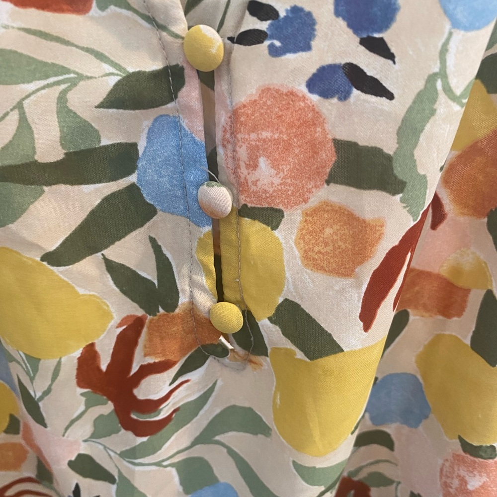 Polagram Cream Floral Button-Front Midi Dress - Picture 2 of 4